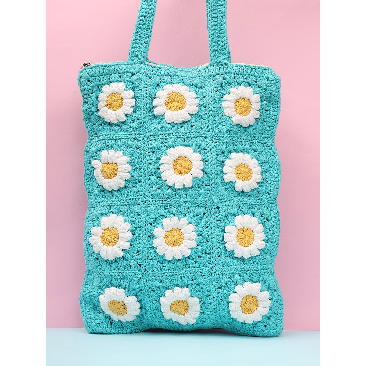 Buy ITIHASIKALA Blue Daisy Crochet Hand Bag Online