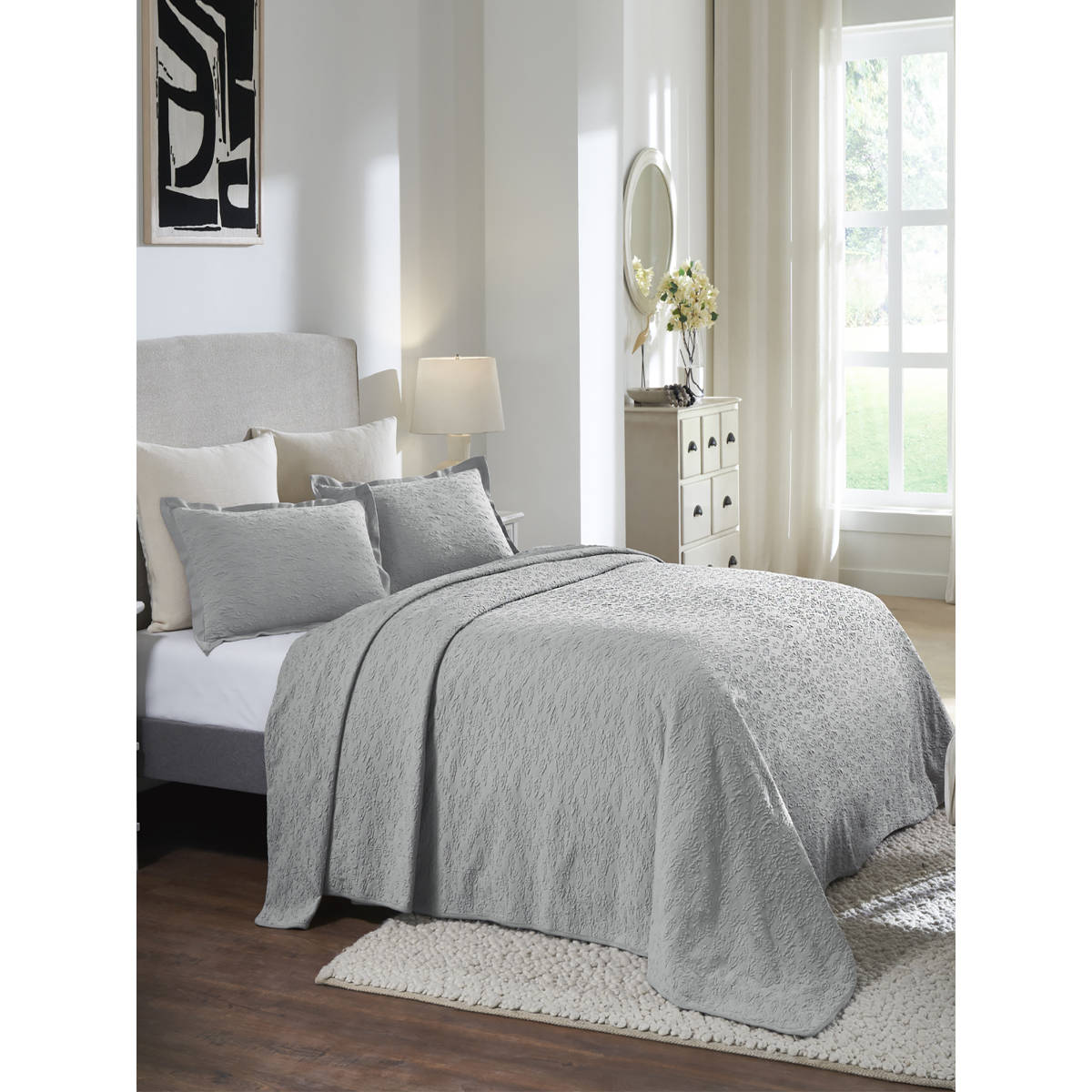 PLUCHI Eden Pale Whisper Cotton Knitted Bedcover with 2 Pillow Covers (King)