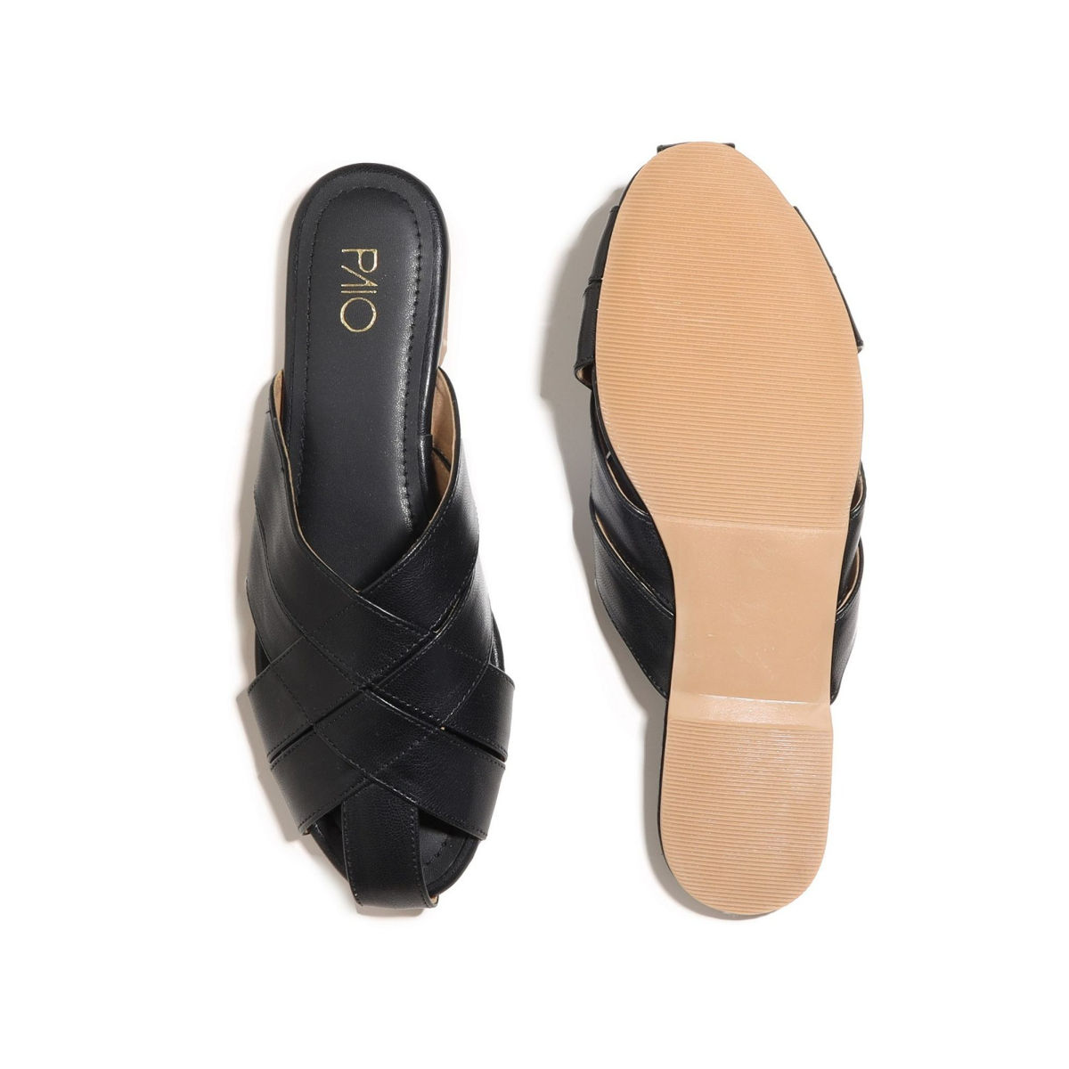 PAIO Black Cross Mules Buy PAIO Black Cross Mules Online at Best Price