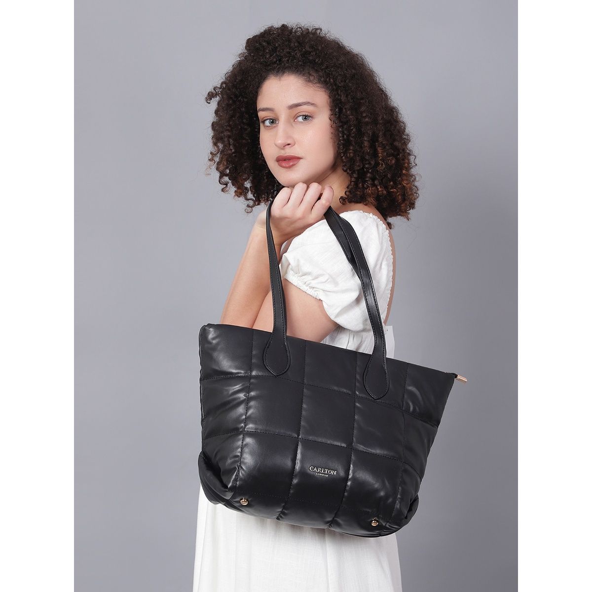Buy Carlton London Black Padded Tote Bag Online