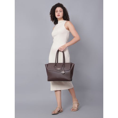Buy Carlton London Coffee Brown Structured Work Bag with Laptop