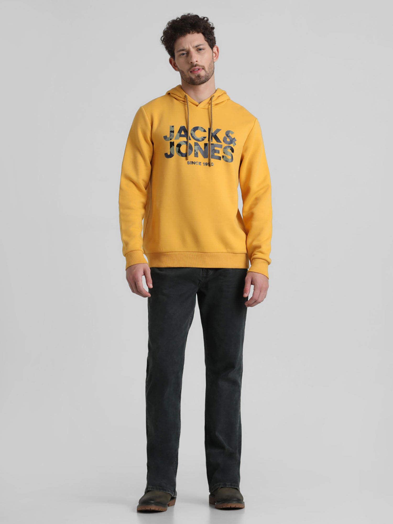 Buy Jack Jones Yellow Hooded Sweatshirt Online