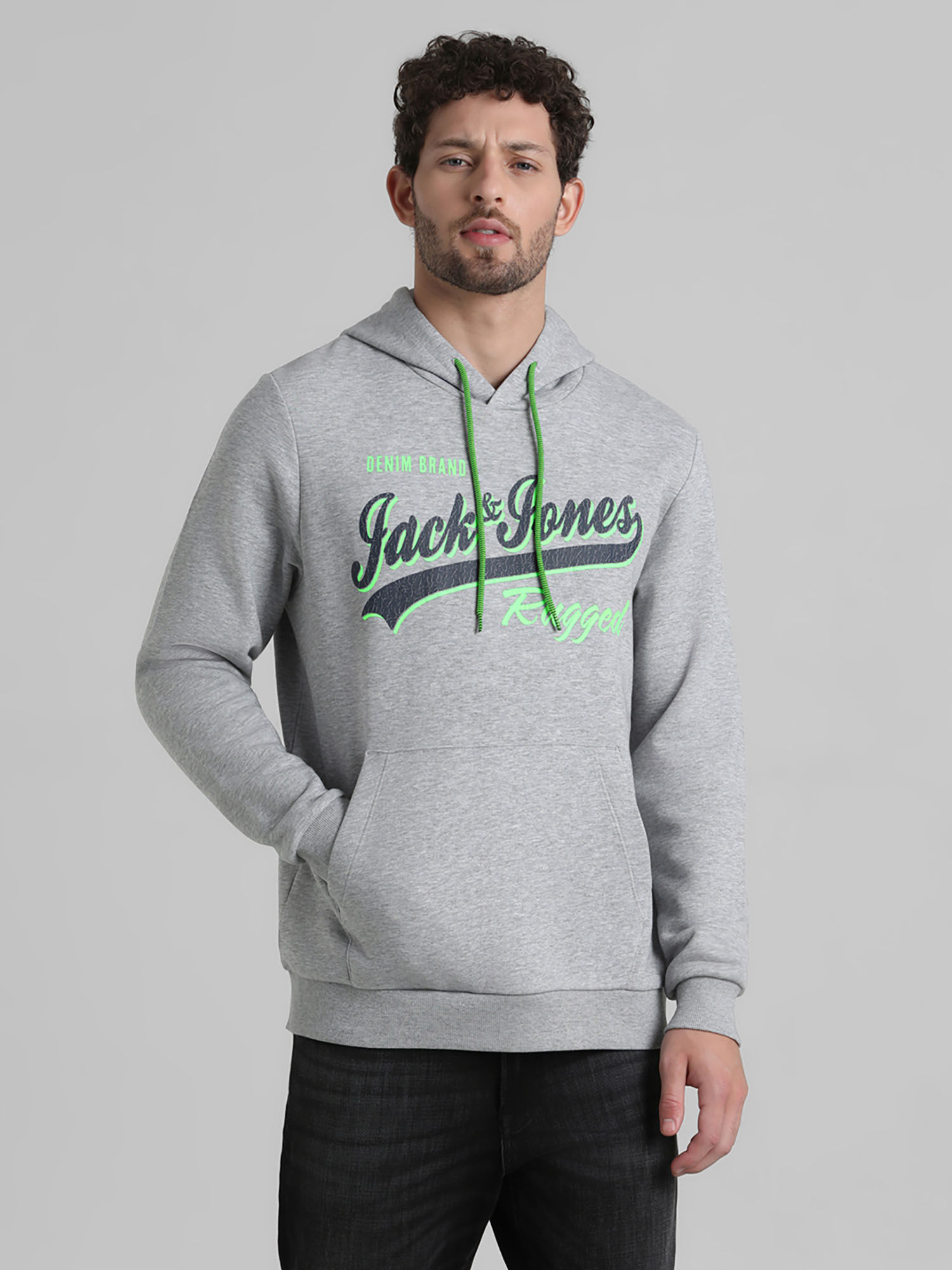 Buy Jack Jones Grey Hooded Sweatshirt Online
