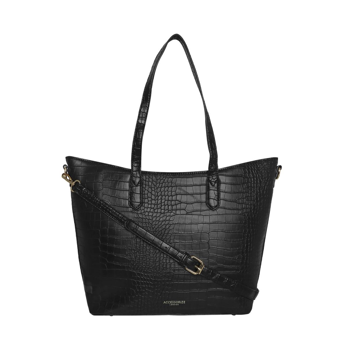 Buy Accessorize London Women'S Faux Leather Black Daffodil Tote Bag Online