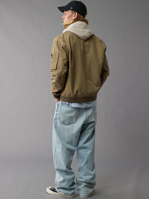 American Eagle Bomber Jacket American Eagle Men Olive Cotton