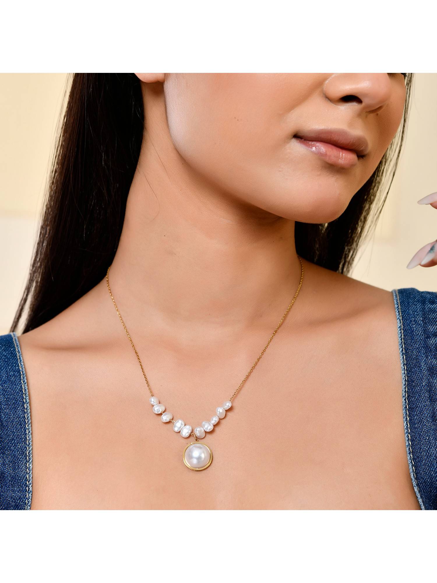 Voylla Voyage Pearl Bliss Golden Charm Pendant