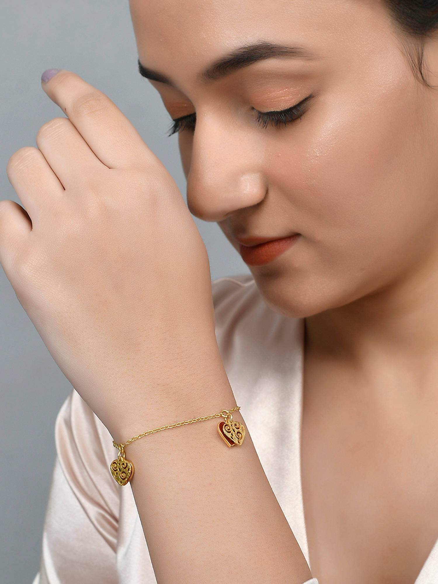 Voylla Valentine's Day Collection Peek-a-Boo Hearts Bracelet