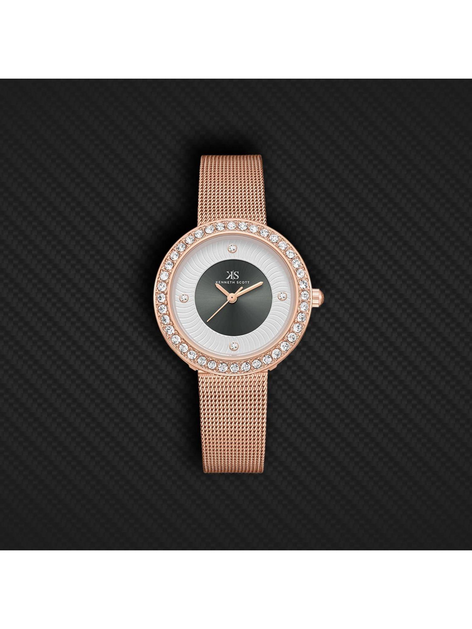 Kenneth Scott Womens Analog Grey Dial Watch - K23535-RMKX (Medium)