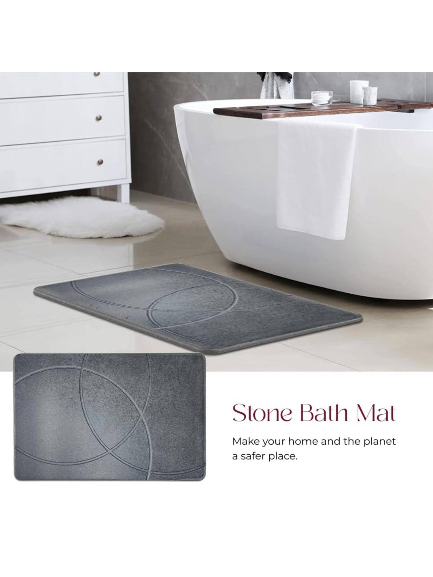 Black Gold Stone Bath Mat for Bathroom Grey