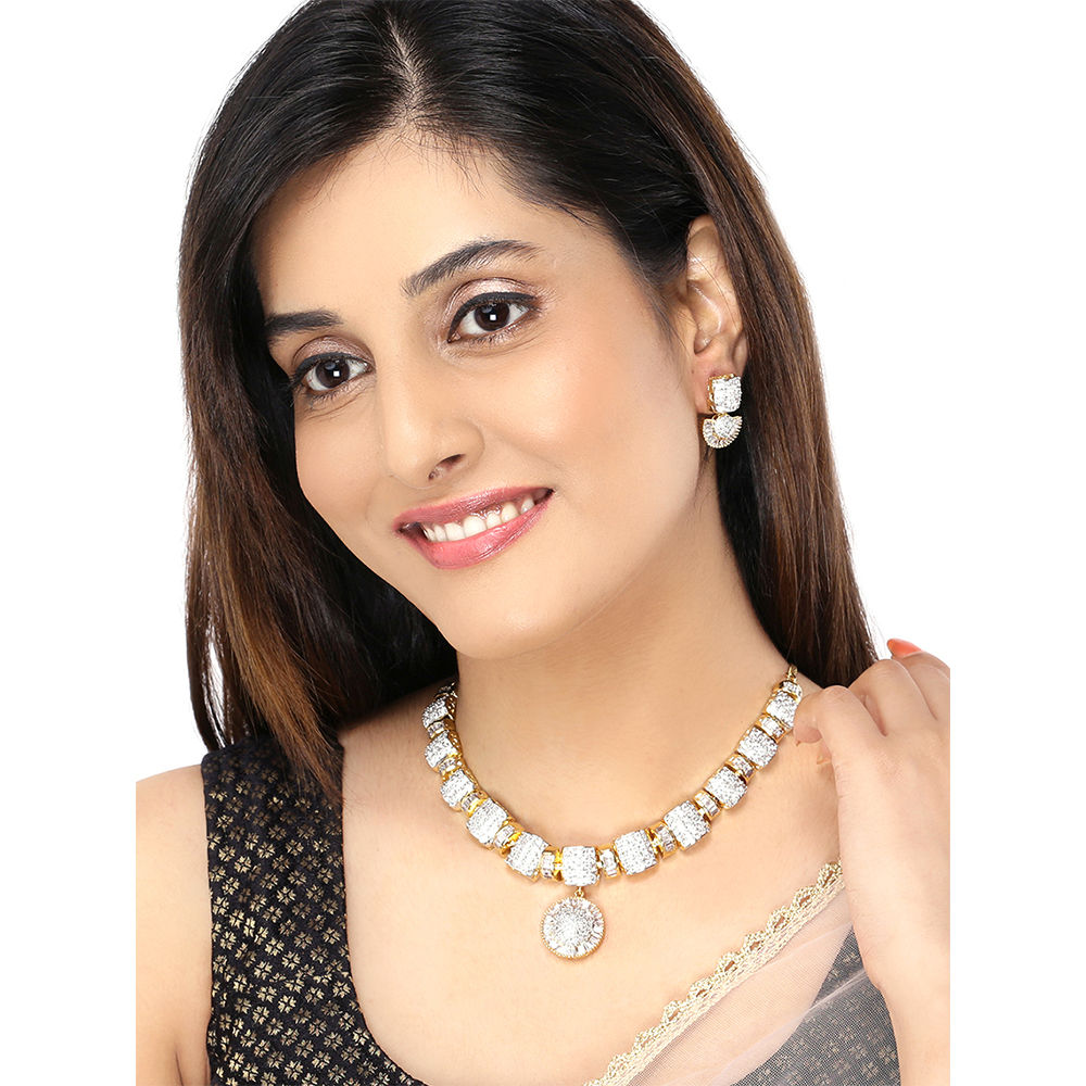 Yellow Chimes American Diamond Studded Handcrafted Goldtoned Jewellery Set Buy Yellow Chimes