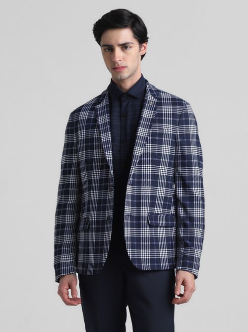 Jack Jones Men Blue Slim Fit Stretch Blazer