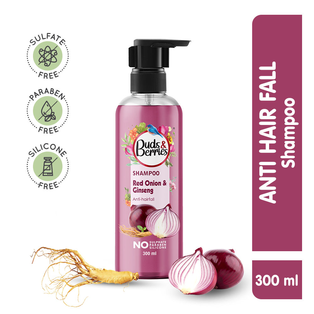 Buds & Berries Red Onion & Ginseng Anti-Hairfall Shampoo: Buy Buds & Berries  Red Onion & Ginseng Anti-Hairfall Shampoo Online at Best Price in India |  Nykaa