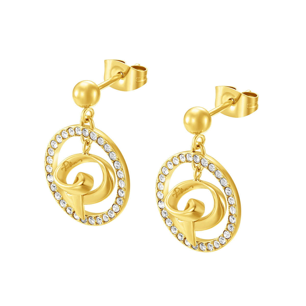 Police Volute Women's Gold Plated Drop Earrings