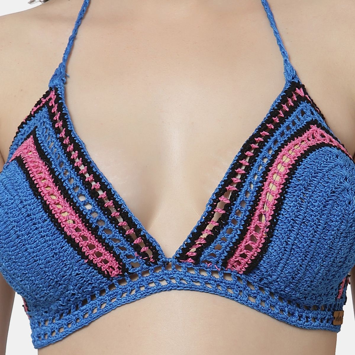 Buy Velvery Handmade Crochet Halter Neck Beachwear Top Blue Online