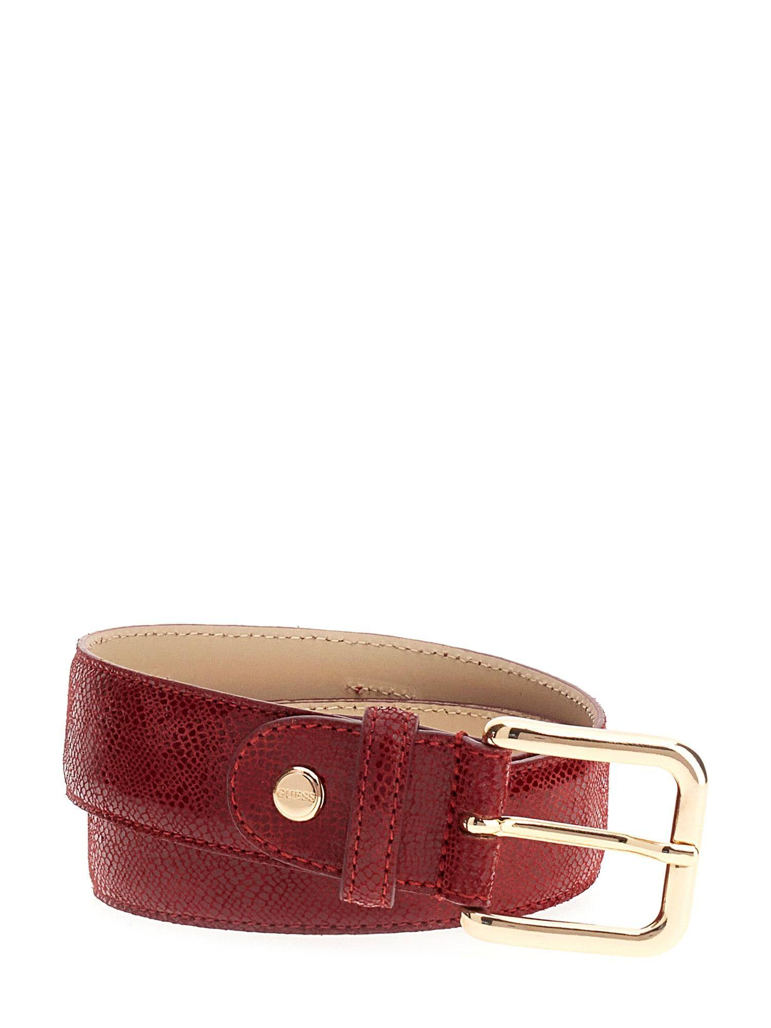 Guess Women Red Leather Textured Belt (L)