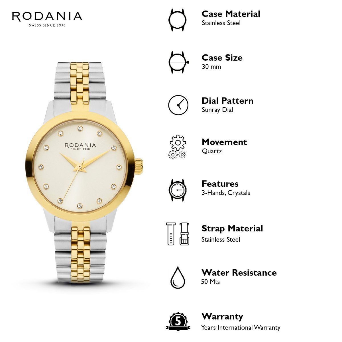 Buy Rodania Montreux Analouge Silver Round Dial Womens Watch