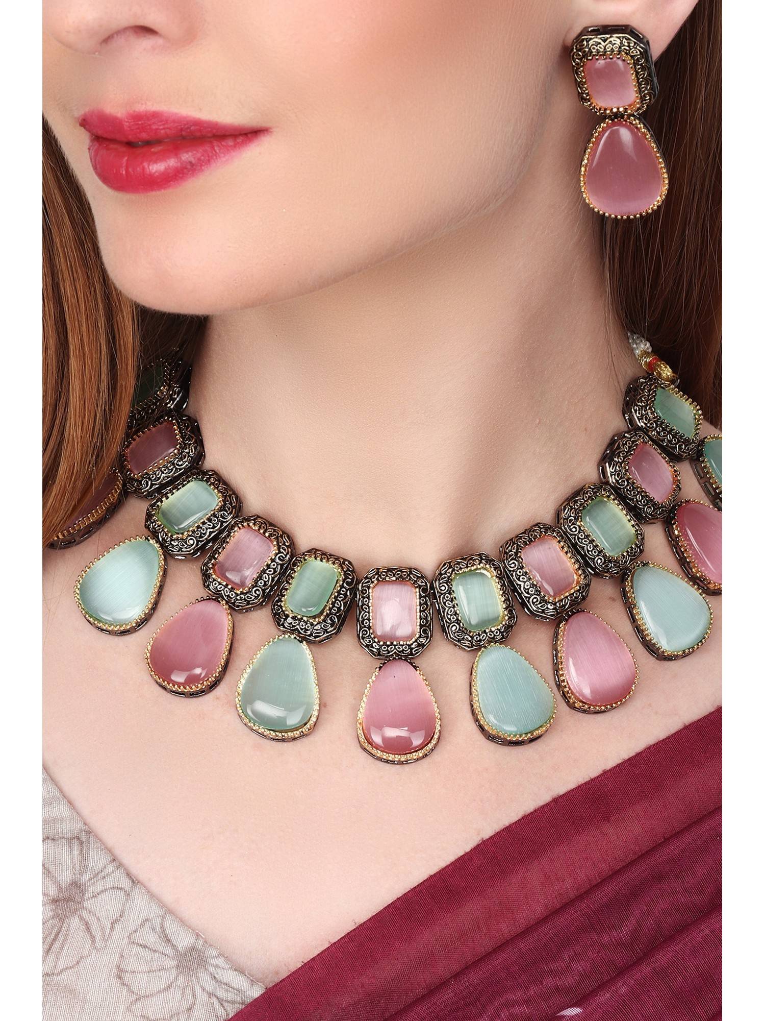 Anvik Monalisa Stone Necklace and Earring Set