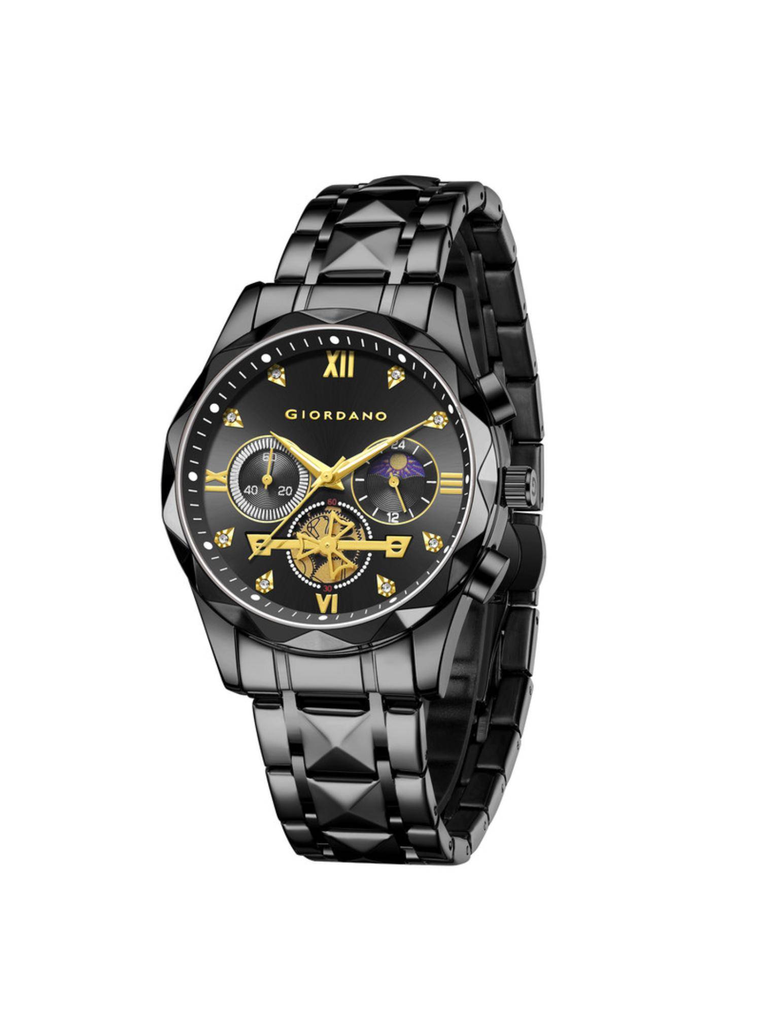 Giordano Men Multifunction Sundials Black Dial Analog Watch - GZ-50236 (M)