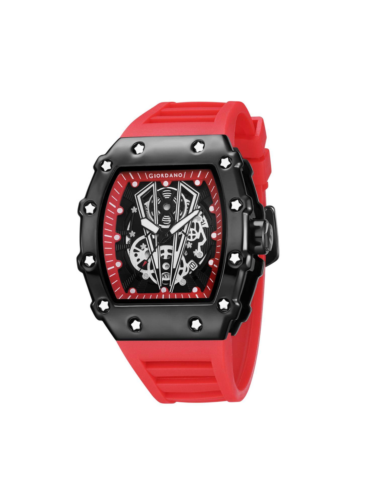 Giordano Men Skeleton Red Dial Analog Watch - GZ-50237 (M)