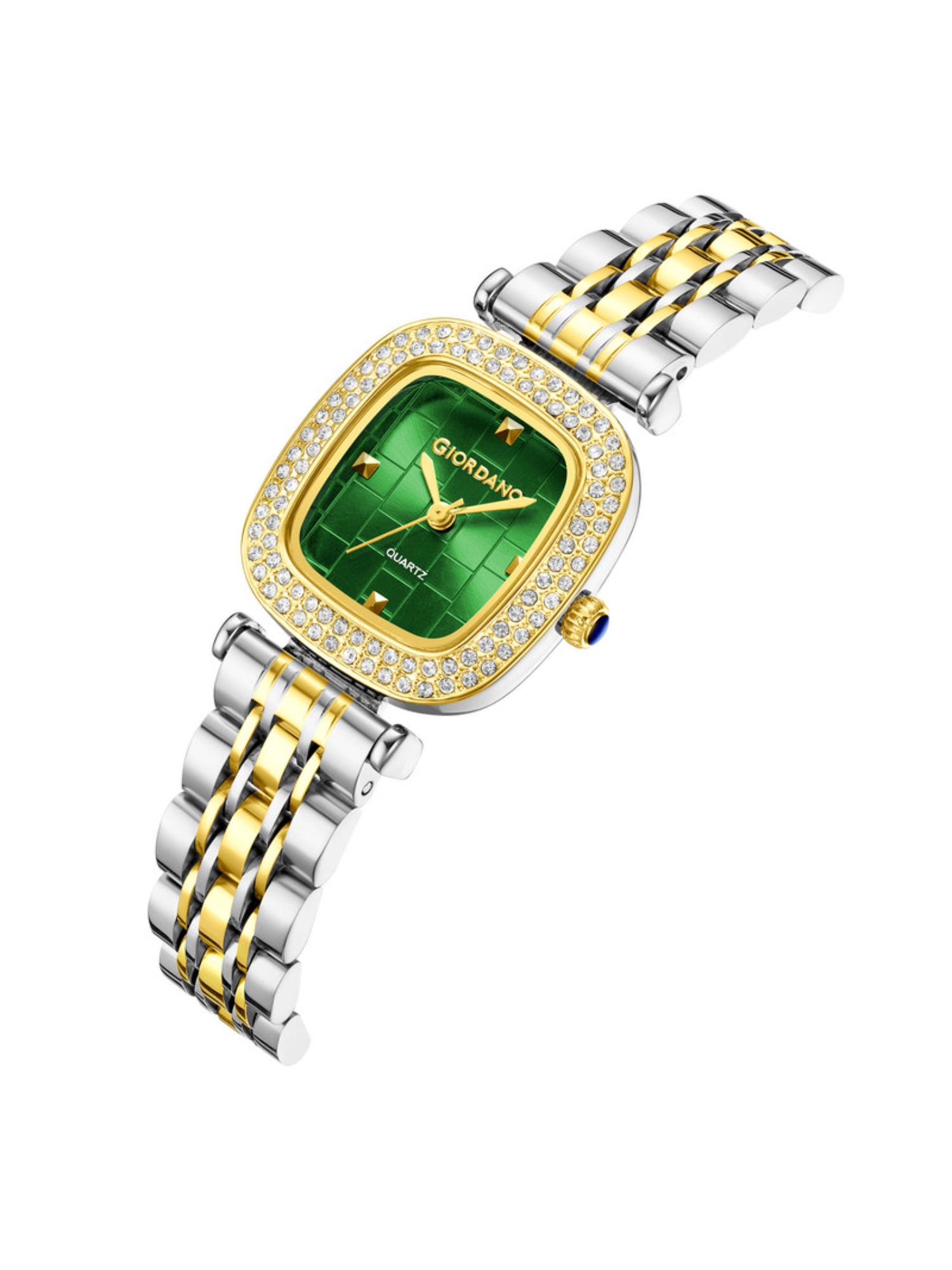 Buy Giordano Women Crystal Studded Bezel Green Dial Analog Watch