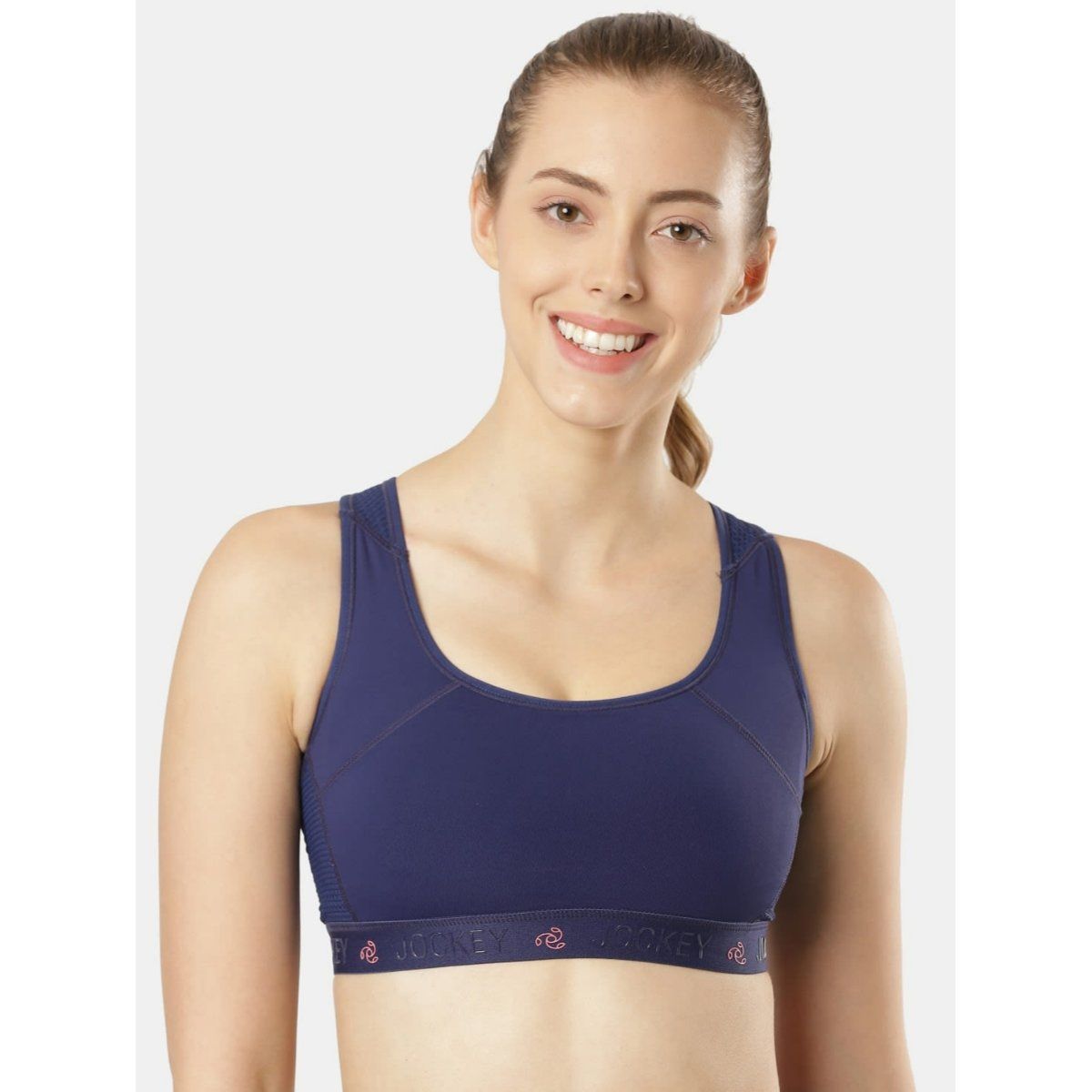 Jockey Ap20 Womens Wirefree Padded Full Coverage Racer Back Styling Sports Bra Blue Buy 5702