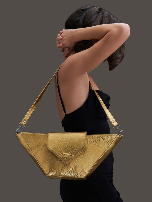 Buy A Big Indian Story Madonna Handbag Gold Online
