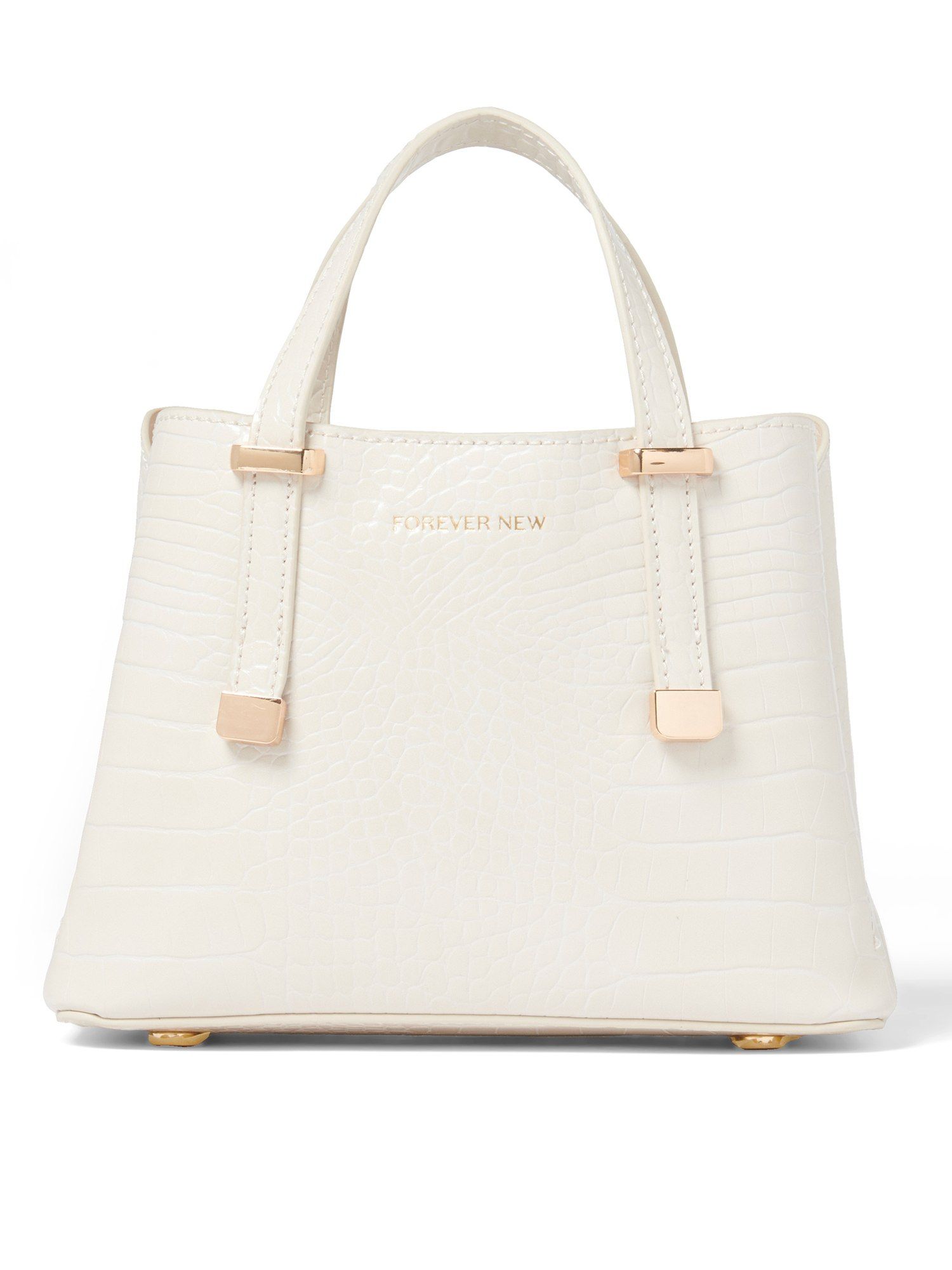 Buy Forever New White Monica Mini Tote Bag with Detachable Straps