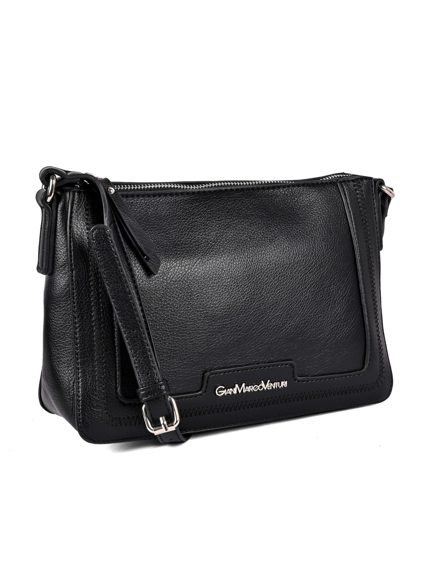 Buy GIAN MARCO VENTURI Quest Black Soft One Size Crossbody Bag Online