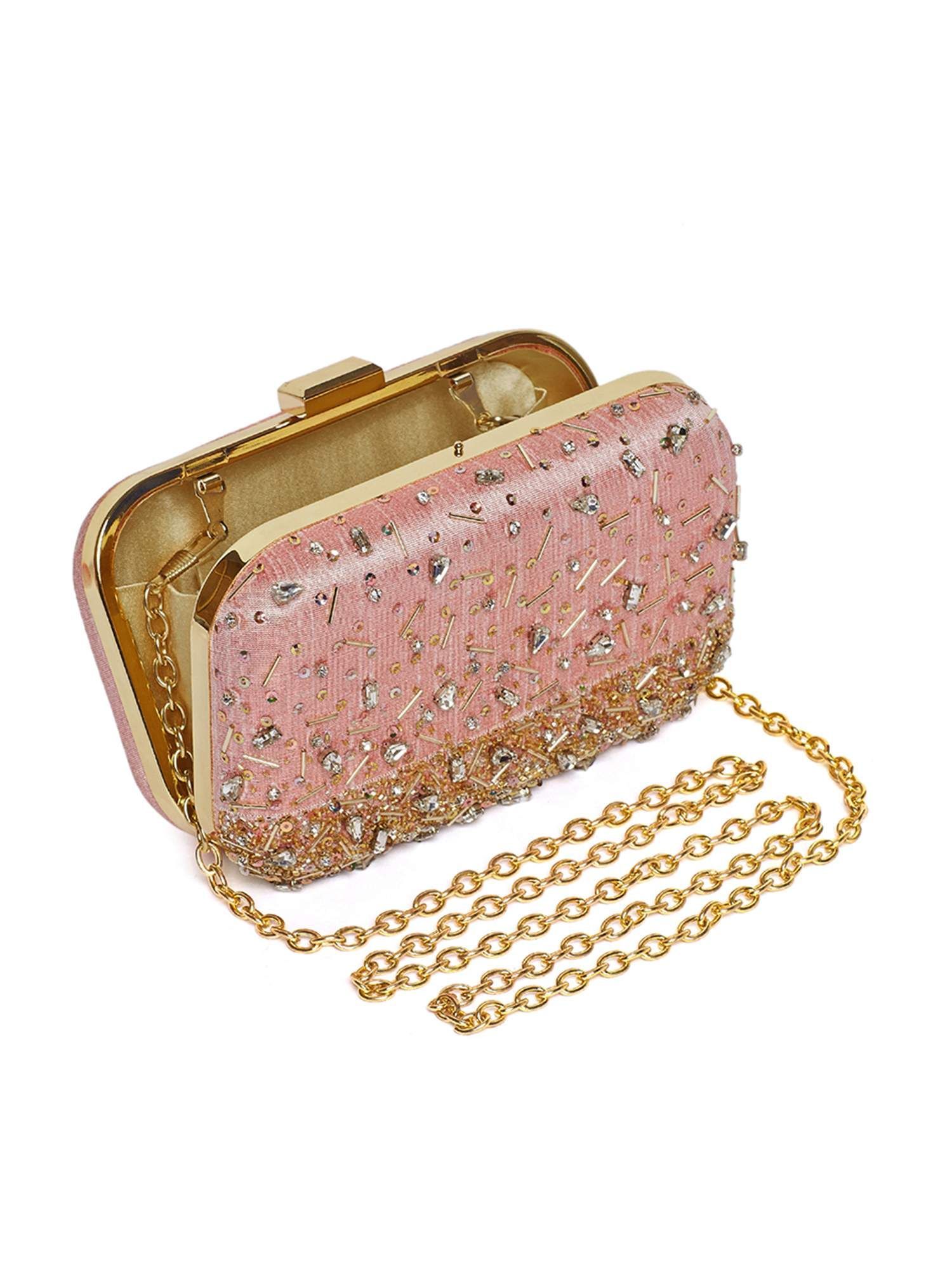 Buy House of Vian Tiara Blush Pink Embellished Clutch Bag
