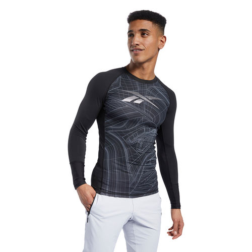 Buy Reebok Ts Aop Compression Ls Black Training T-shirt Online