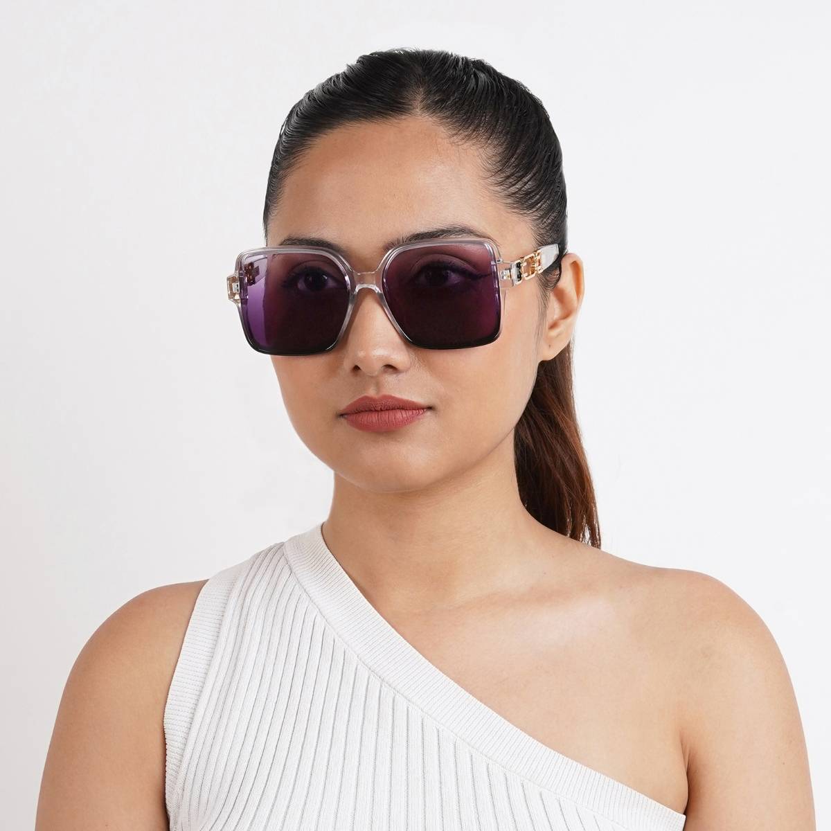 Joker & Witch Tea Party Square Purple Sunglasses (58)