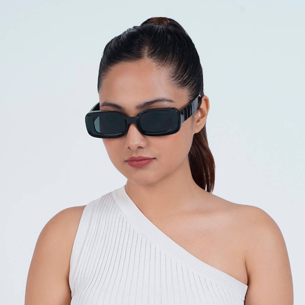 Joker & Witch Arcadia Rectangular Black Sunglasses (50)