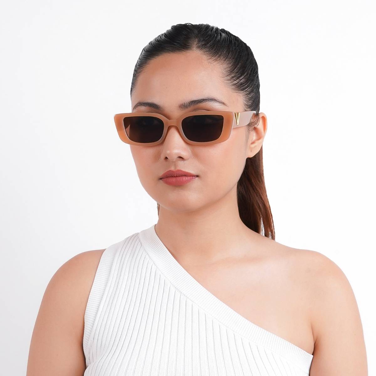 Joker & Witch Carro Rectangular Brown Sunglasses (48)