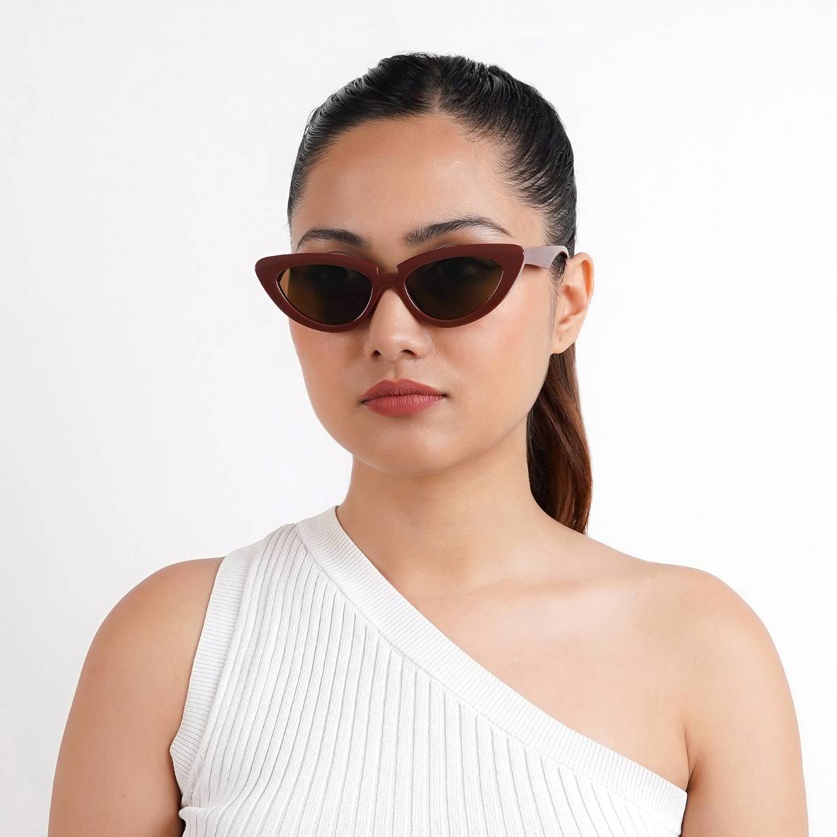 Joker & Witch Wintour Cat Eye Dark Brown Sunglasses (50)