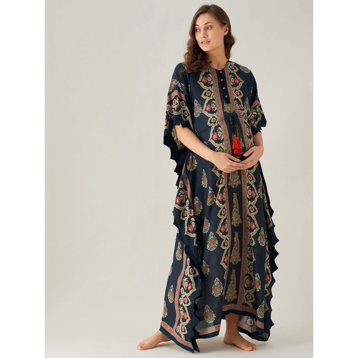 The Kaftan Company Printed Scalloped Edge Temple Paisley Maternity