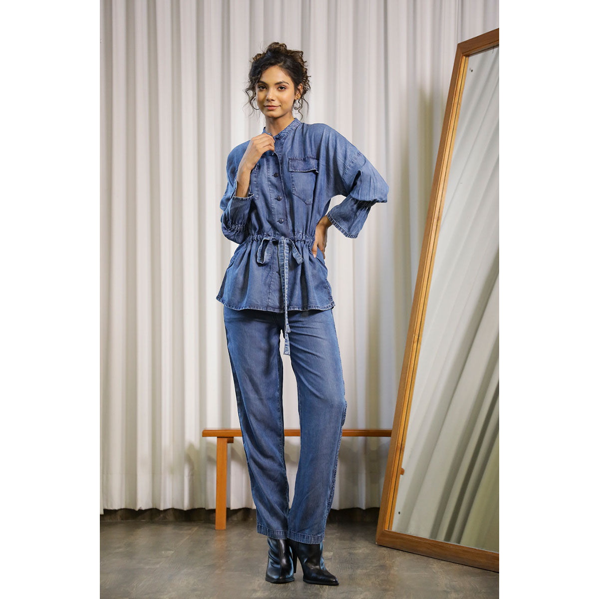 SAY Blue Women Modal Loungewear Set of 2 S