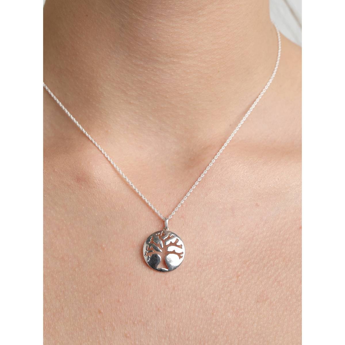 CLARA Silver Rhodium Plated Tree Pendant Chain Necklace For Women & Girls