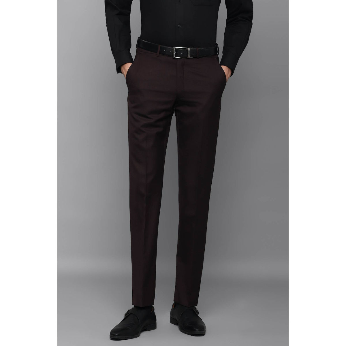 Buy Men Grey Slim Fit Check Flat Front Formal Trousers Online - 658425 | Louis  Philippe