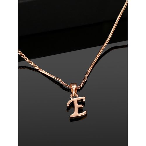 Estele Valentine Gift Rose Gold Plated Initial E Letter Pendant for Women