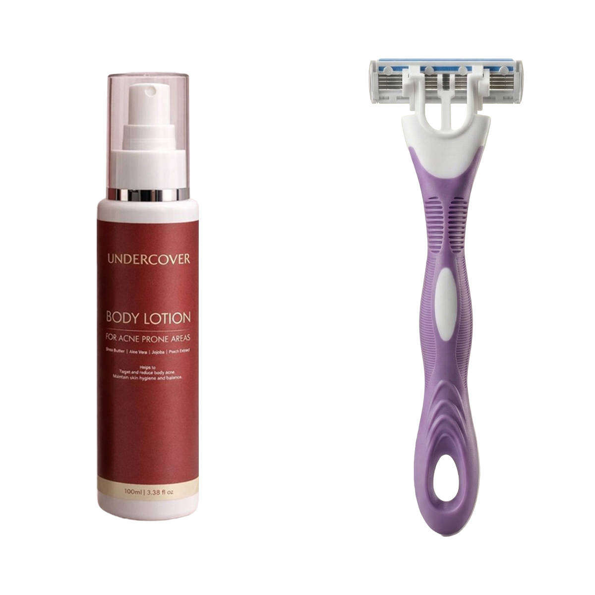 Undercover Women Body Razor & Body Acne Lotion Combo