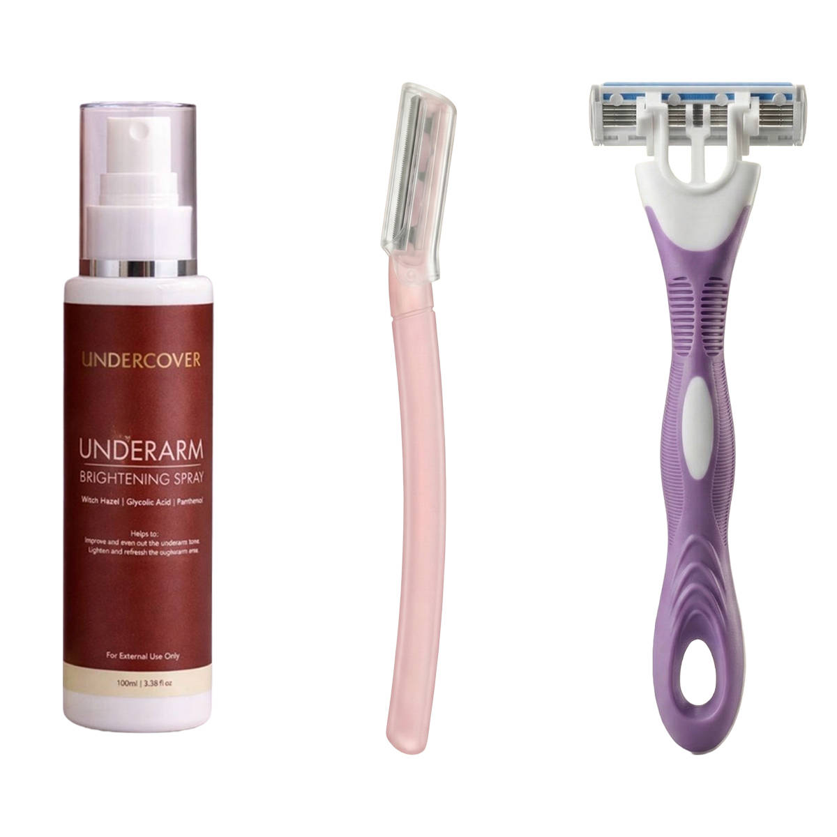 Undercover Underarm Brightening Spray, Face & Body Razor Combo