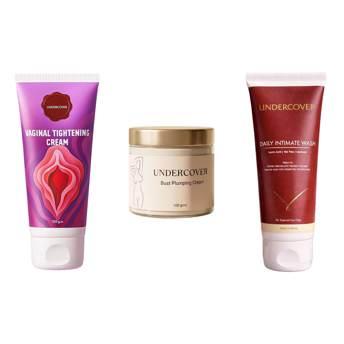 Undercover Bust Plumping Cream & Vaginal Tightening Cream & Daily Intimate Wash Combo