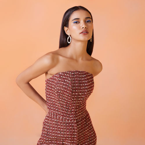 Buy RSVP by Nykaa Fashion Multicolor Tube Checked Corset Crop Top Online