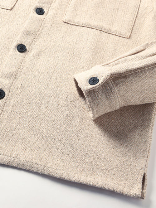 Buy THE BEAR HOUSE Mens Beige Relaxed Fit Shacket Online