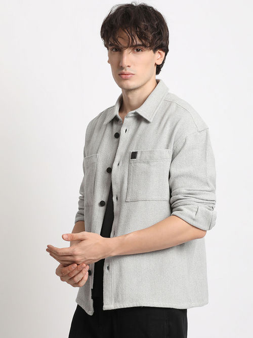 Buy THE BEAR HOUSE Mens Grey Relaxed Fit Shacket Online