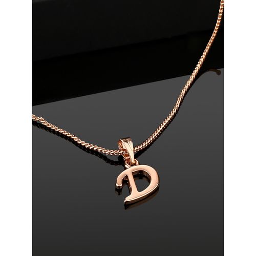 Estele Valentine Gift Rose Gold Plated Initial D Letter Pendant for Women