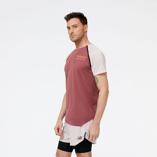 Buy New Balance Mens Washed Burgundy Round Neck T-Shirt Online