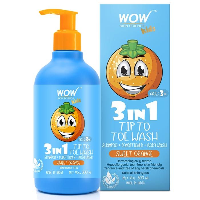 WOW Skin Science Kids Sweet Orange 3 in 1 Tip to Toe Wash - Shampoo + Conditioner + Bodywash