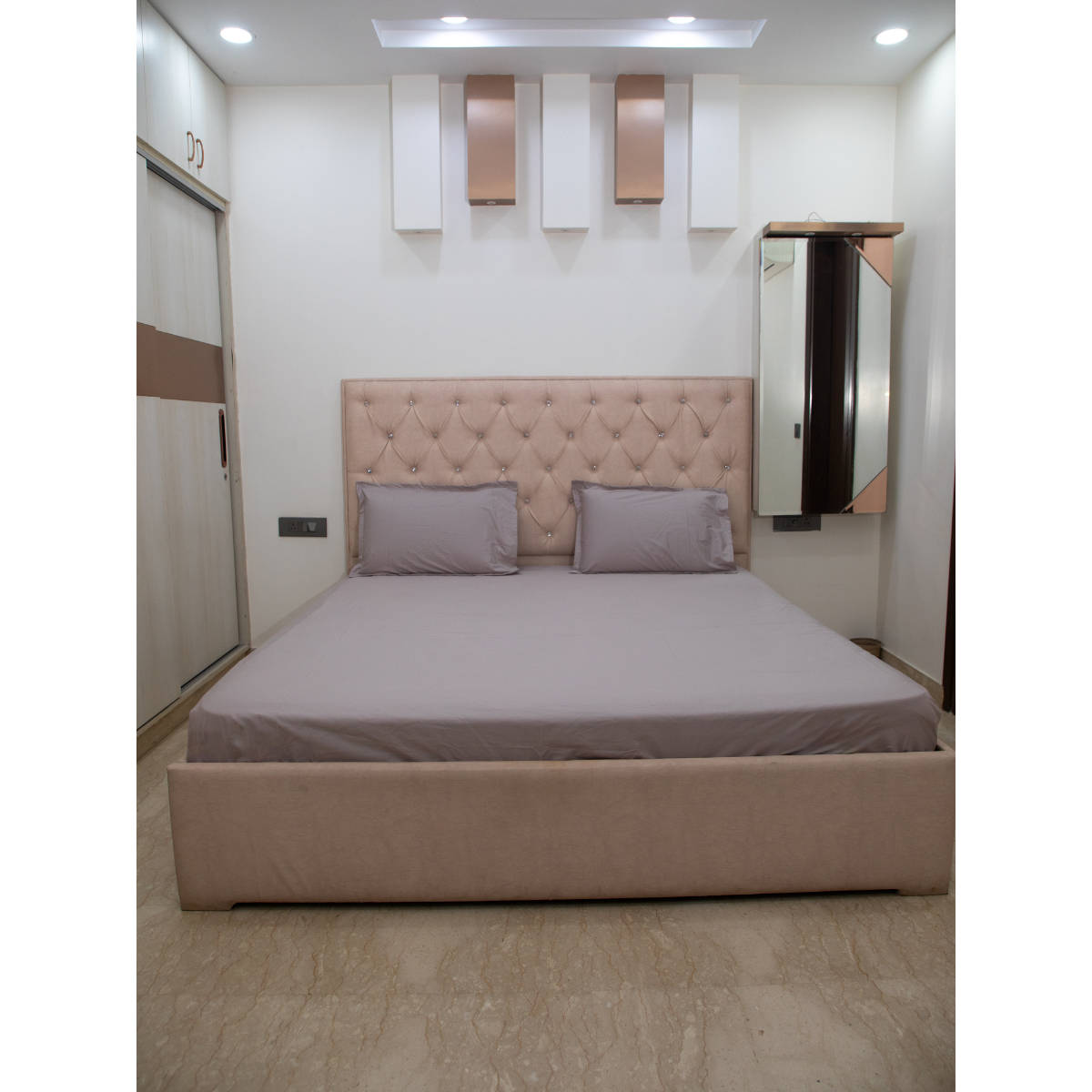 StudioHMK Tan Almod Solid 100% Cotton King Bedsheet with Pillow Covers