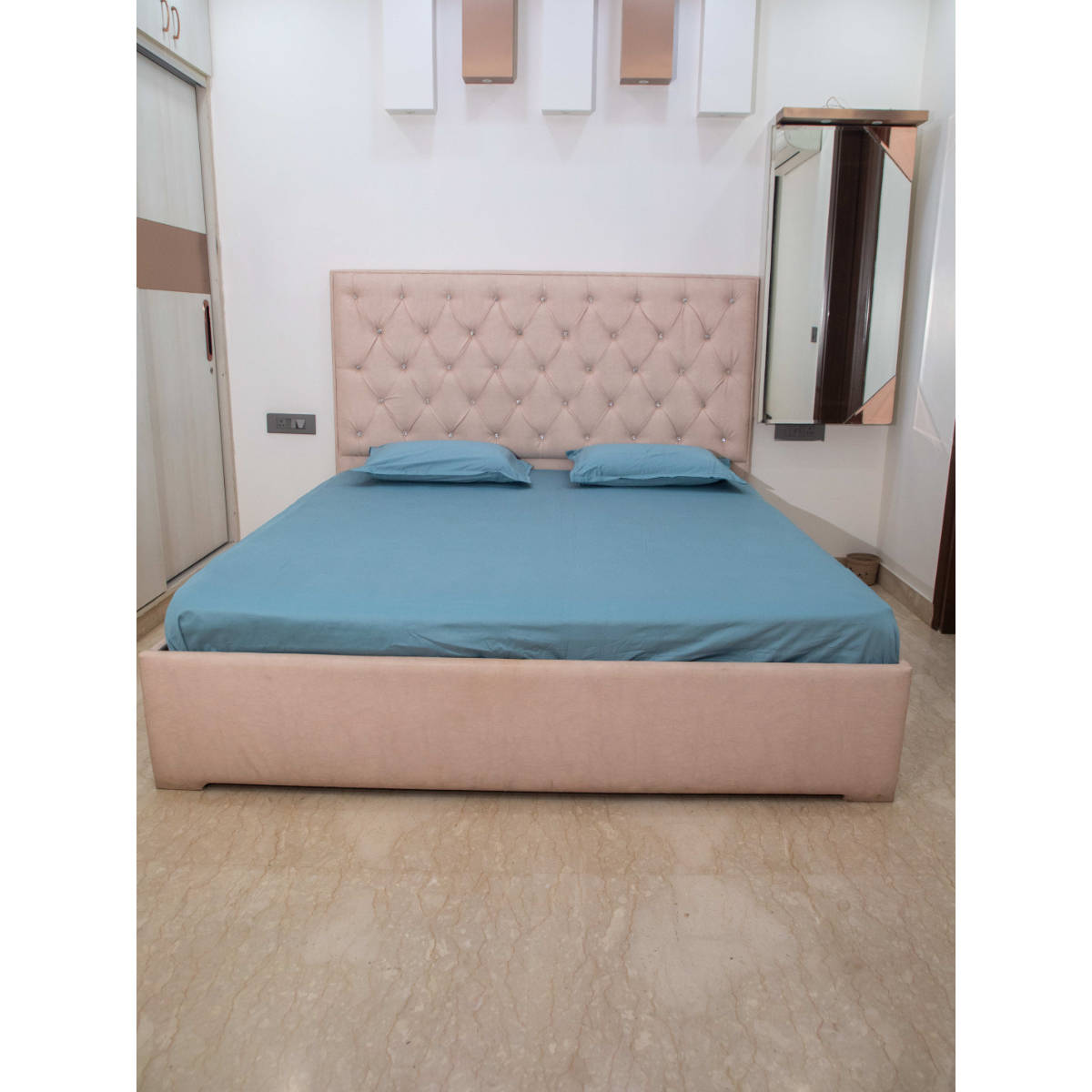 StudioHMK Teal Solid 100% Cotton Bedsheet with Pillow Covers (King)